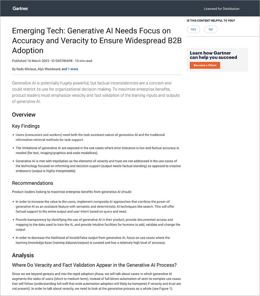 Gartner Generative AI Needs Focus on Accuracy and Veraci...