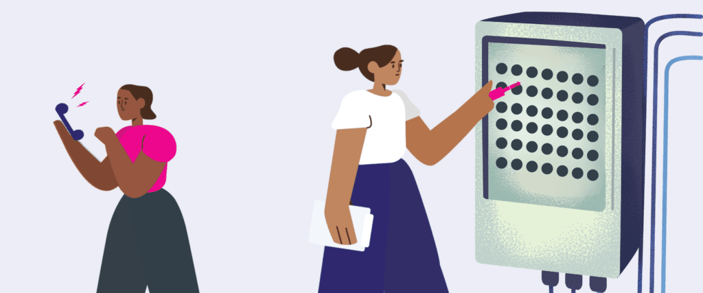 illustration on how manual switchboards worked. 