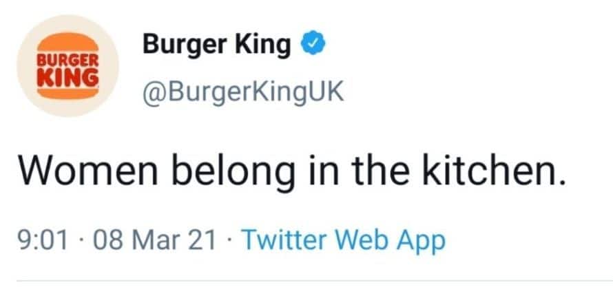 Burger king tweets something offensive